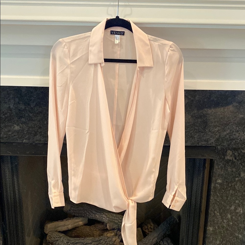 Never Worn - VENUS Pink Long Sleeve Wrap Blouse